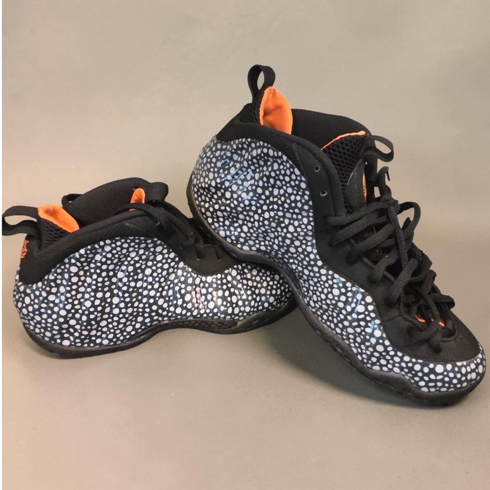 Nike Air Foamposite Pro Safari Black White Orange 575420-003 Mens 11.5 Sneaker